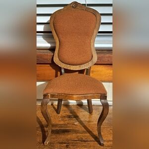 Vintage Doll Furniture Elegant Brown Wooden Chair